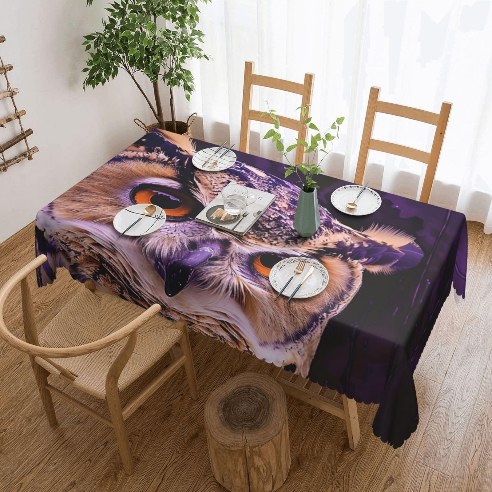 WPKJU Animal Printed Rectangle Tablecloth 72x54 Inch with Lace Trim, Water-Resistant Washable Table Cover for Farmhouse Weddings, Outdoor Picnics & Holiday Dining