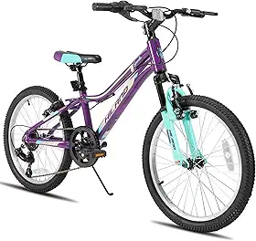 HILAND Bicicleta de montanha feminina e masculina de 66 cm, bicicleta adulta com armação de aço de 18 velocidades, bicicletas MTB com garfo de suspensão, freio em V, bicicleta de montanha para