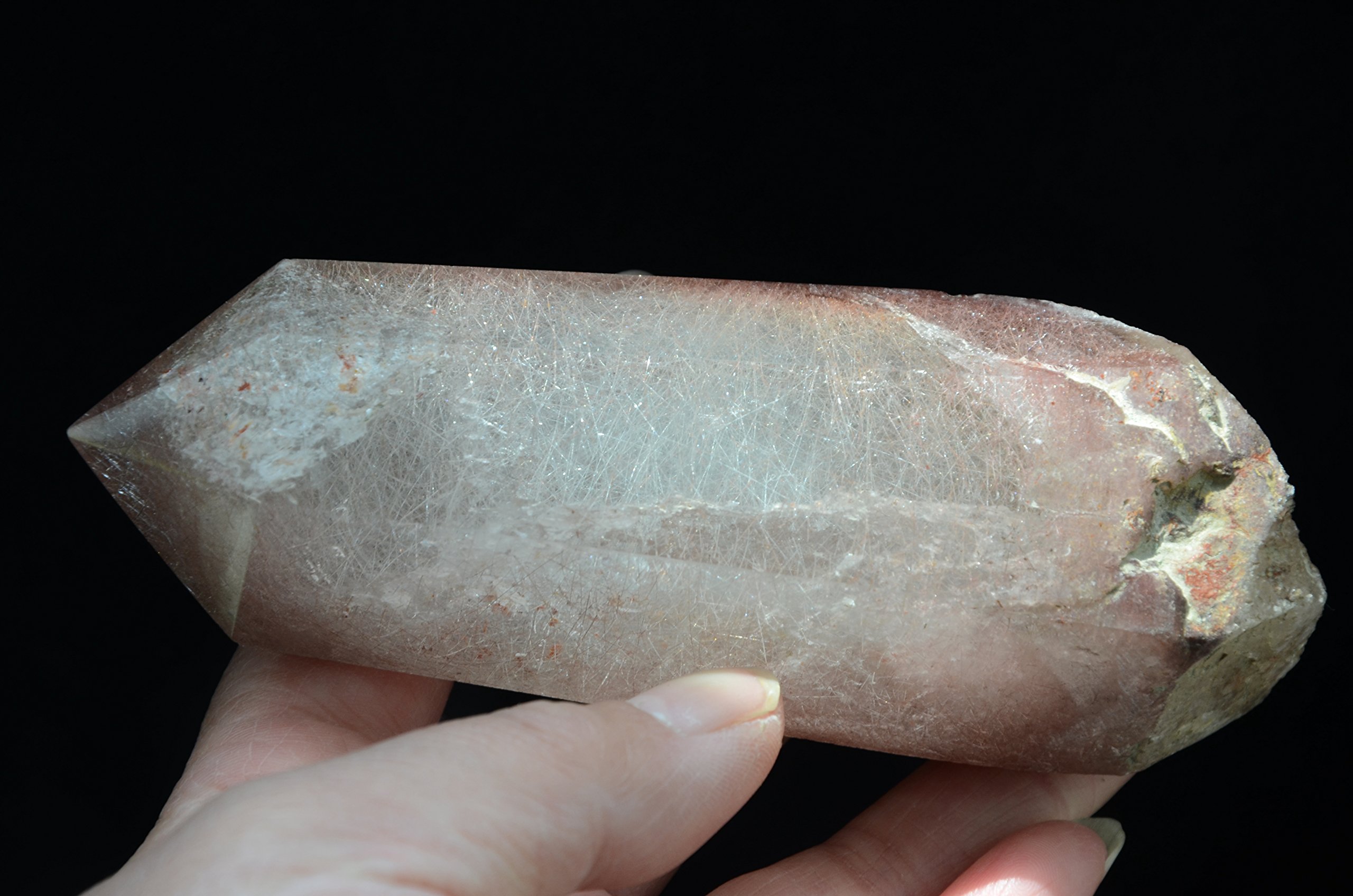 Real Tibet Himalayan High Altitude 6 Sided Single Terminated Gold Rutilated Crystal Point Quartz Wand 4.72 inch Spiritual Crystal Specimen