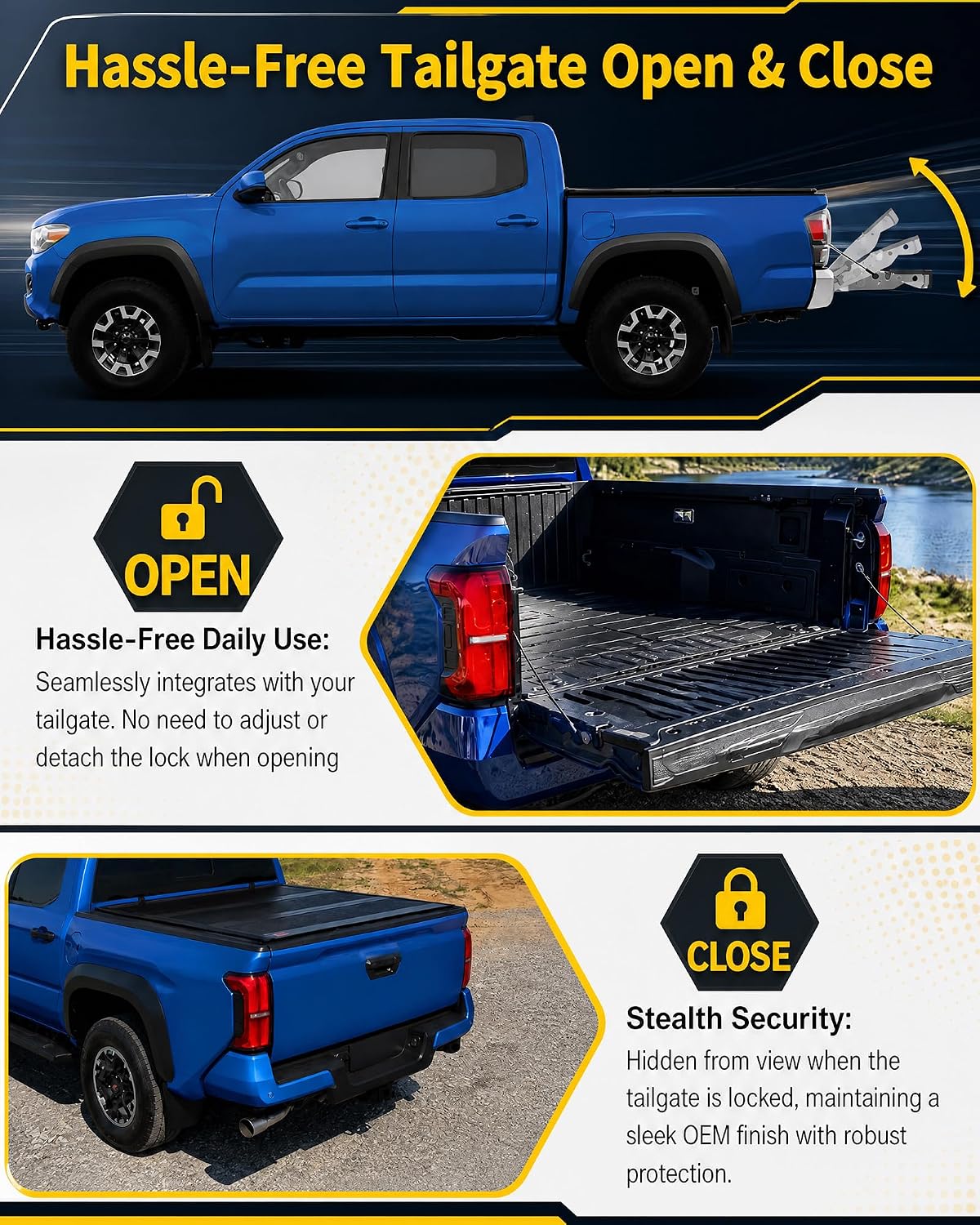 HERCOO Tailgate Anti-Theft Lock Compatible with Toyota Tacoma 2024-2026+