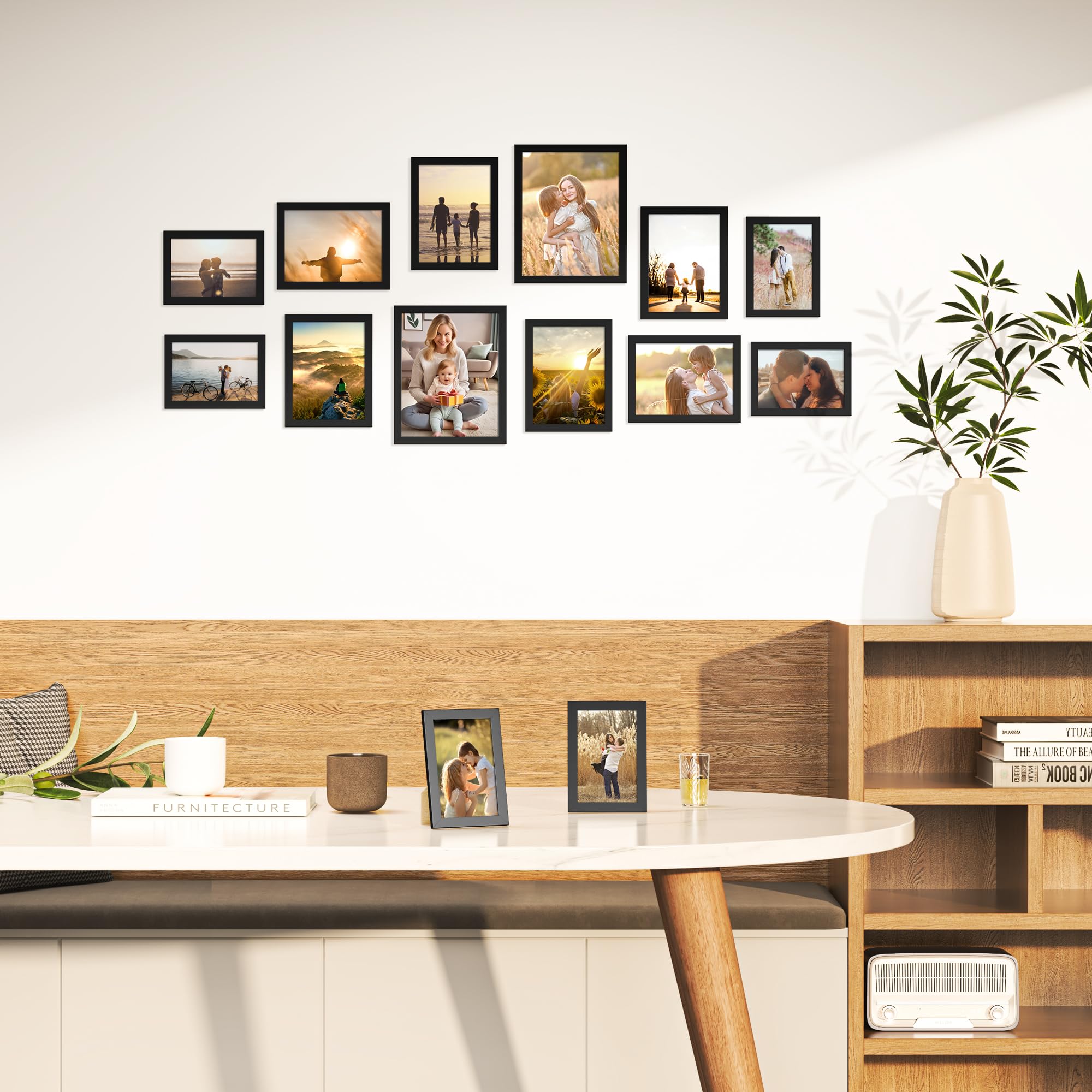Feihorrm Black Picture Frames Set of 12, Photo Frames Multiple Pictures, Wall & Tabletop Collage Photo Frame - Image 3
