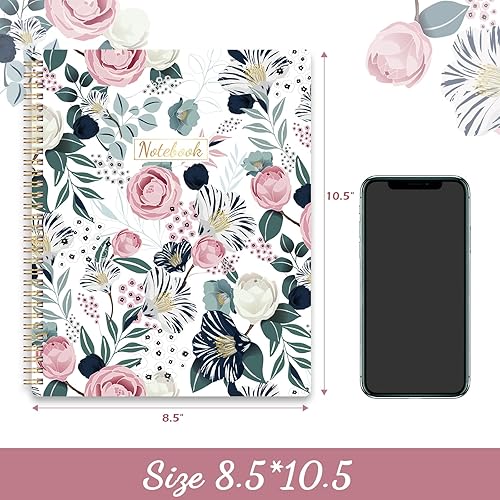 Miniatura 5 de Cuaderno de espiral  Cuadernos encuadernados en espiral, 8.5 x 11 pulgadas, cuaderno de diario con papel grueso y bolsillo trasero, 144 páginas, con