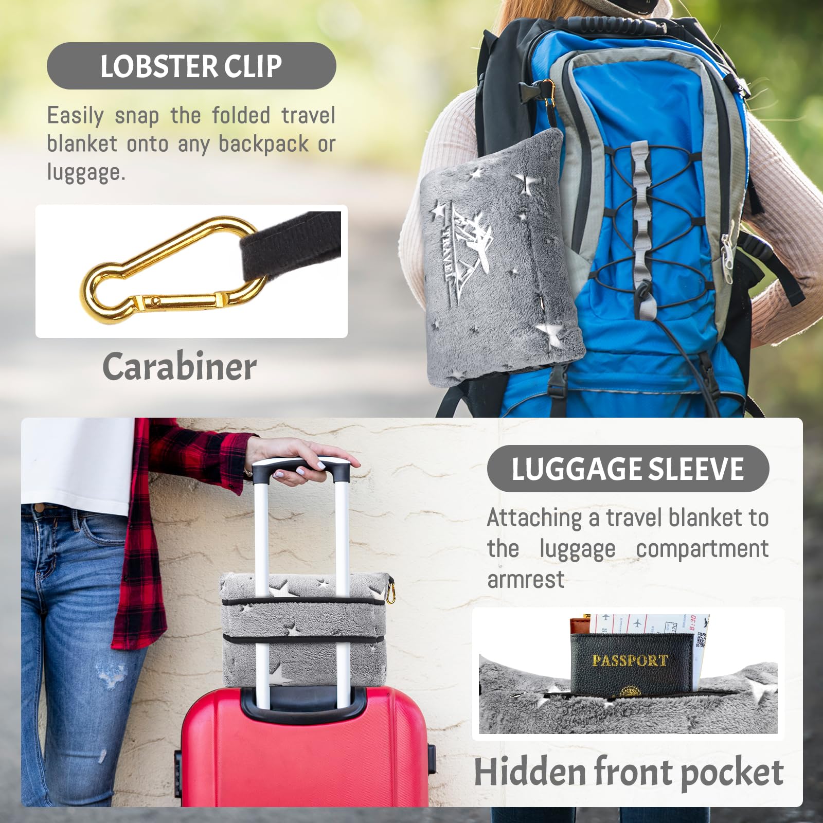 FBBP Travel Camping Outdoor Blanket-Space Star Travel Blanket Airplane Compact with Bag-Glow in Dark Blankets for Kids Boys Girls Gifts 40x60 Inches