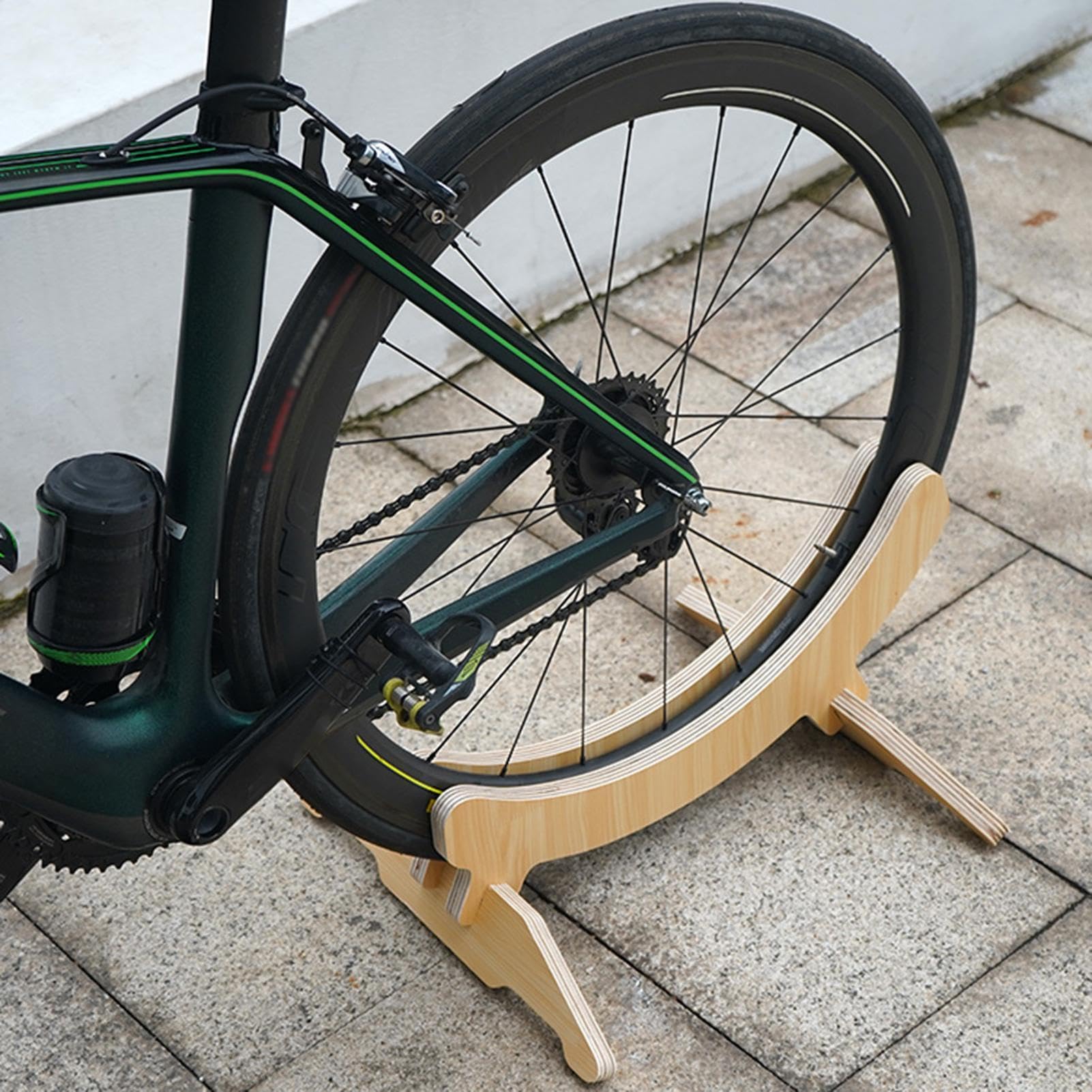 Portabici da pavimento, portabiciclette, portabiciclette, in legno | per organizer per mountain bike e pneumatici da strada, forte universalità, 52 x 40 x 22 cm