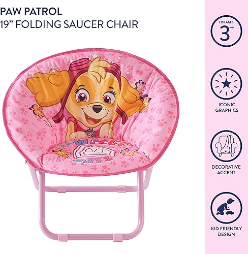 Miniatura 4 de Idea Nuova Paw Patrol Skye - Silla plegable Saucer™ de 19 pulgadas con marco de metal rosa, a partir de 3 años Avengers / Gris,Pistas de