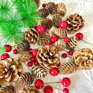 Anuncio Patrocinado - Conos de pino natural de Navidad, piñones artificiales, bayas rojas de Navidad decoración del hogar ...