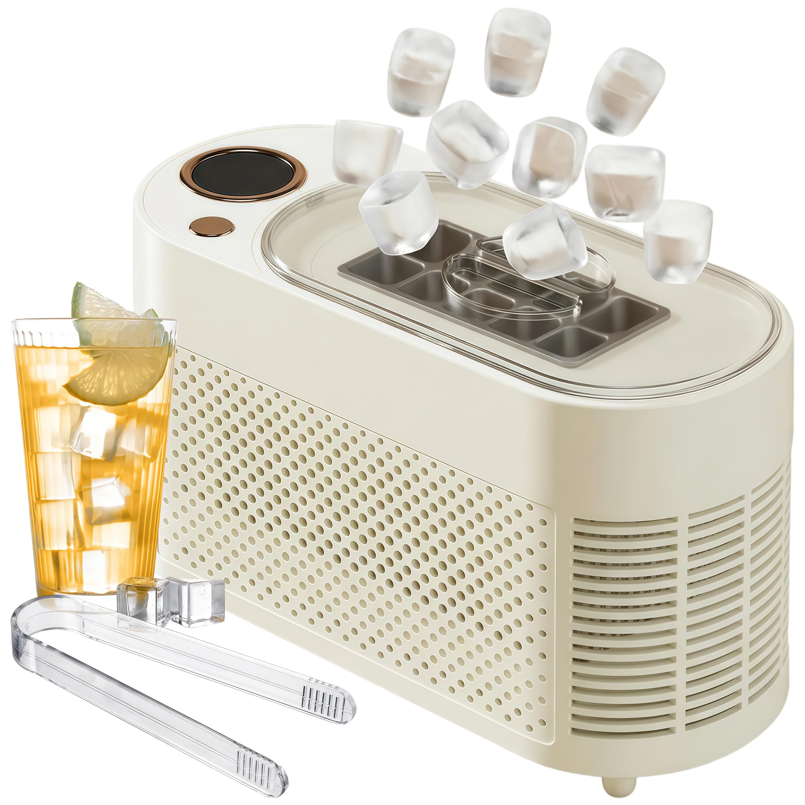 Mini macchina per cubetti di ghiaccio, eroga 10 ghiaccio, supporta cavo di alimentazione del veicolo, portatile, trasparente, per casa, campeggio, all'aperto, bevande, cocktail party