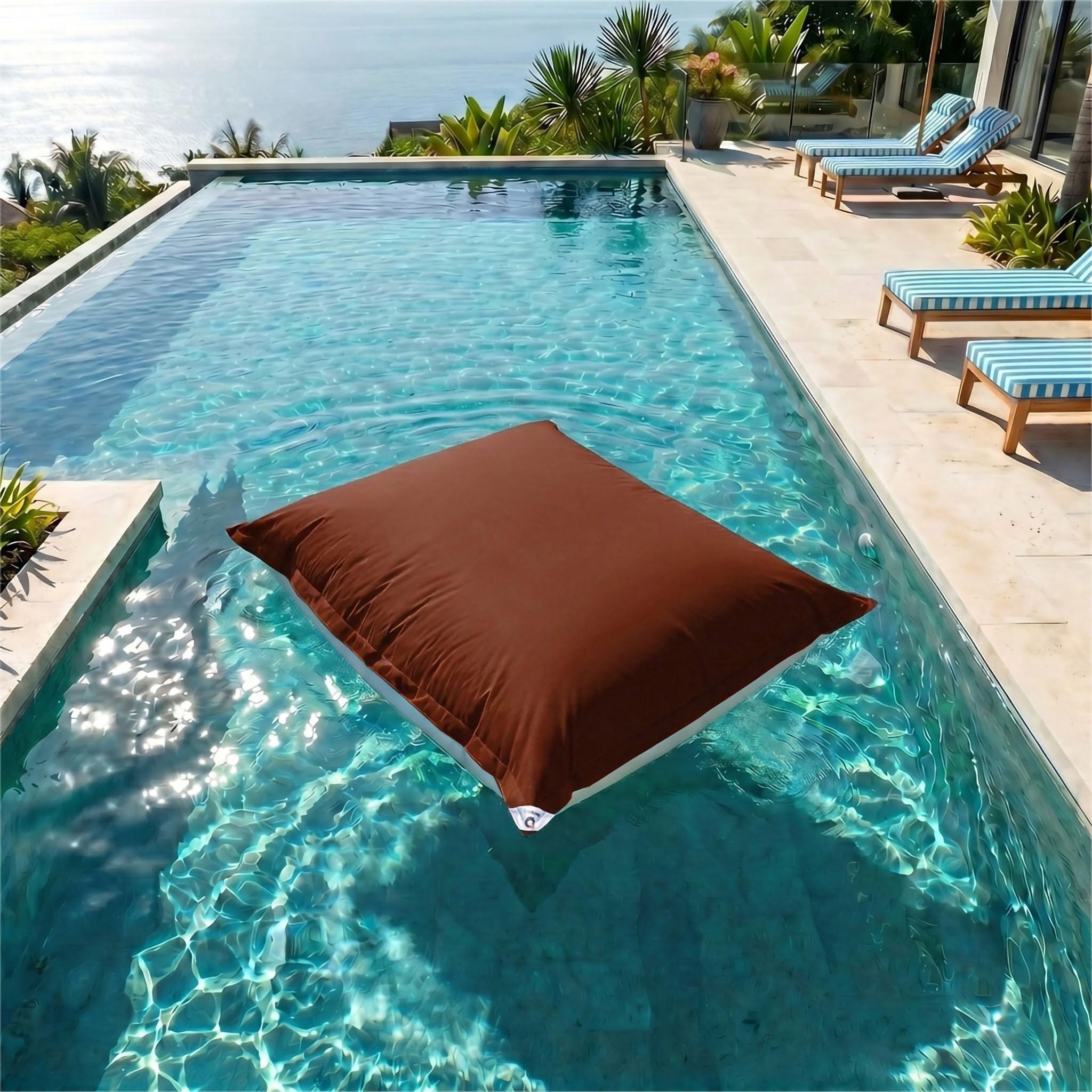 Funda para Puff Gigante Exterior XXL - 140x180 cm - Flotador para Piscina, Anti-UV y desenfundable - Terracota - DÉCO Arts