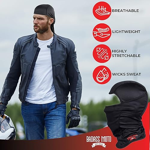 Miniatura 3 de Badass Moto Pasamontañas de motocicleta para hombre, máscara de esquí negra para hombres, máscara de motocicleta, polaina de cuello, máscara de cara