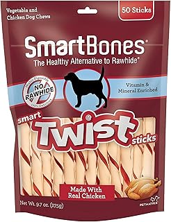 SmartBones Twist Sticks, Treat Your Dog to a Rawhide-Free Chew Made with Real Chicken and Vegetables