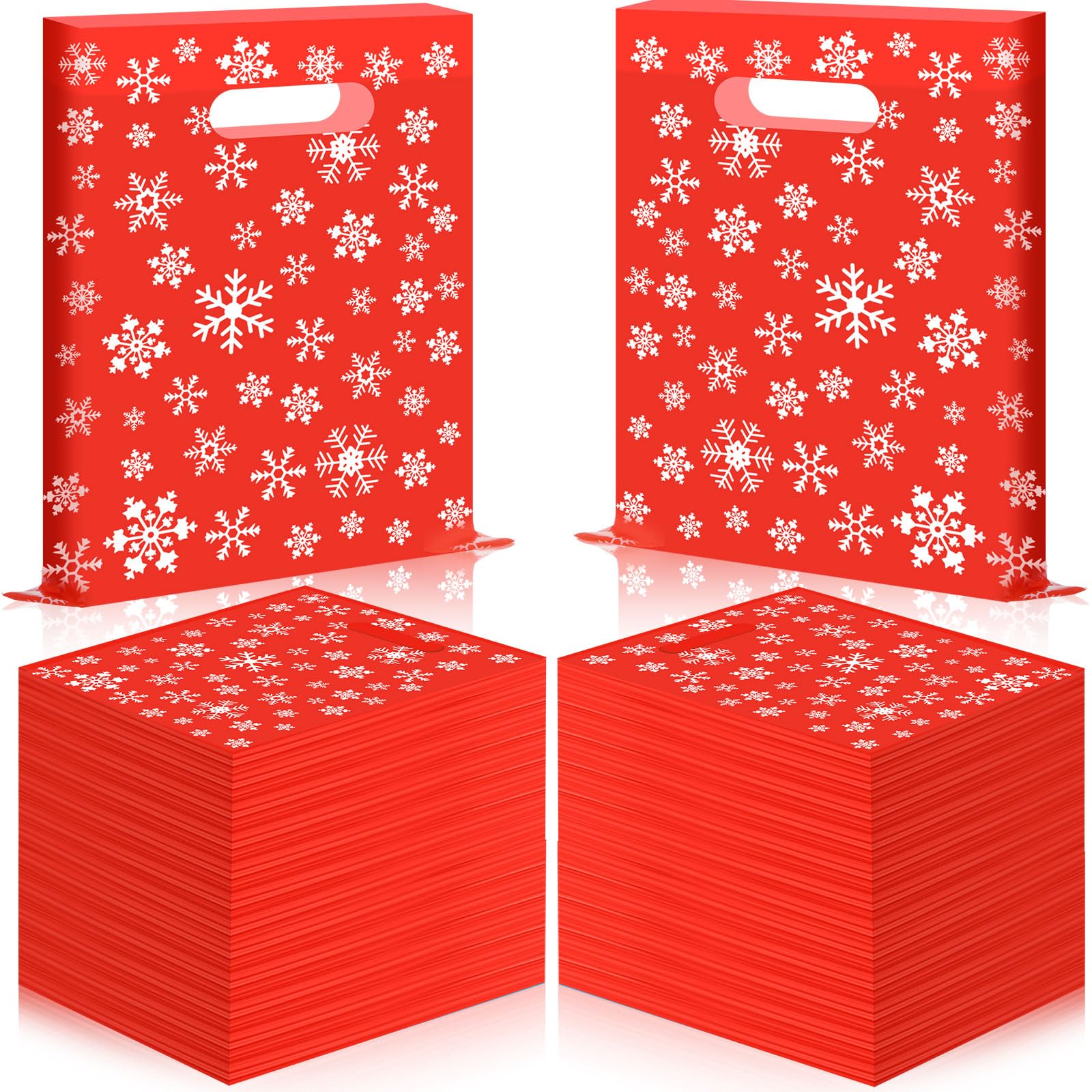 Teling 150 sacchetti regalo con fiocchi di neve, colore rosso, 30,5 x 38,1 cm