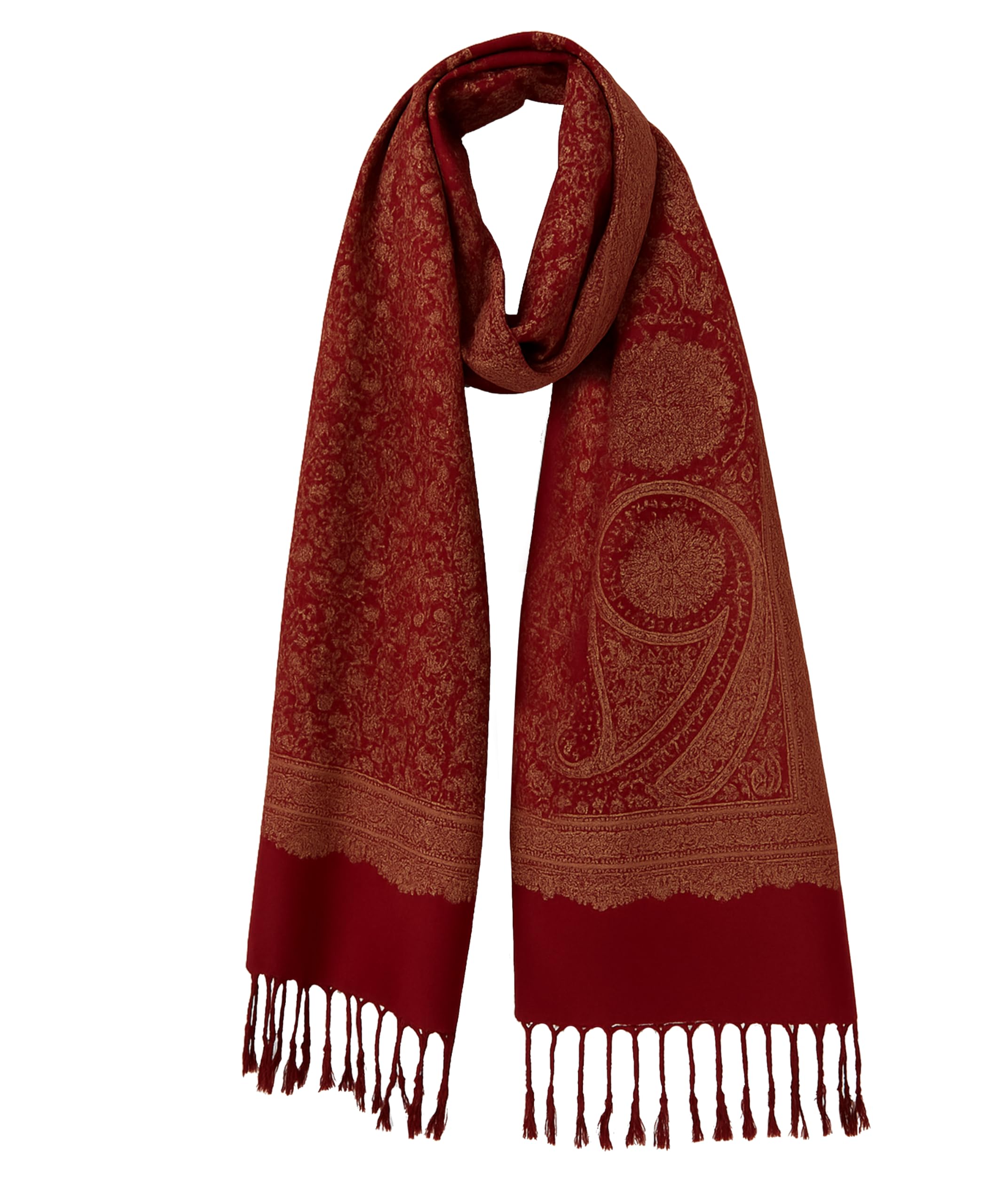 Men's and Women Ambi Design Kashmiri Wool Jamawar Unisex Stole Wrap Warm and Soft Woolen Stole with Indo-Western Design Stole for Winter Boys/Gents Stole, Scarf (30x80")-image-32