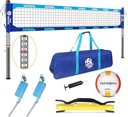 Juego de red de voleibol resistente para exteriores, sistema anti-hundimiento, postes de aluminio ajustables, tamaño regulador profesional portátil