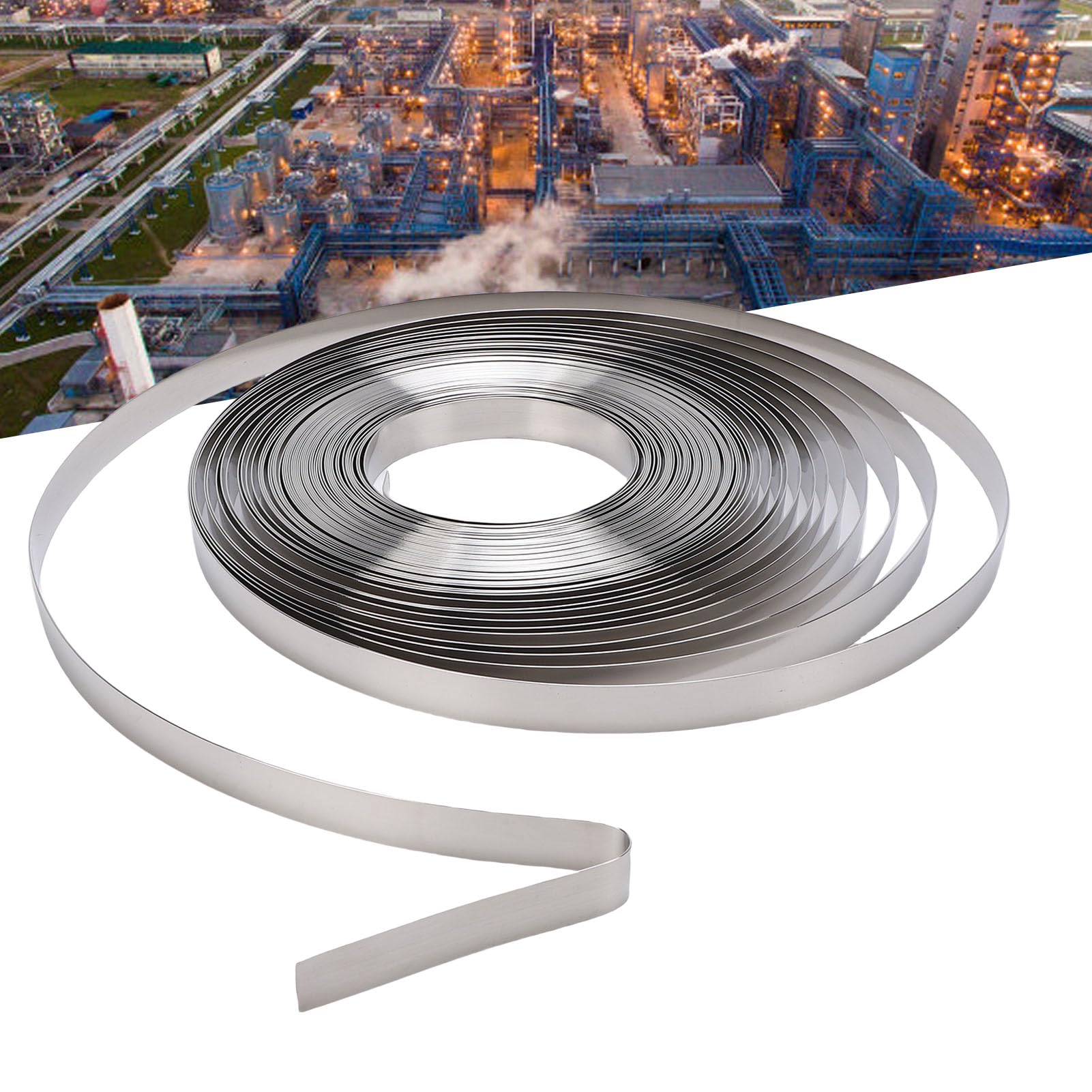 Correa de Banda con fleace de Acero Inoxidable 304 de Servicio Pesado, 100ft 3/4 de Ancho 0.02 en Espesor Correa de tubería de Metal, Kit de Tiras de Bandas para Transporte de
