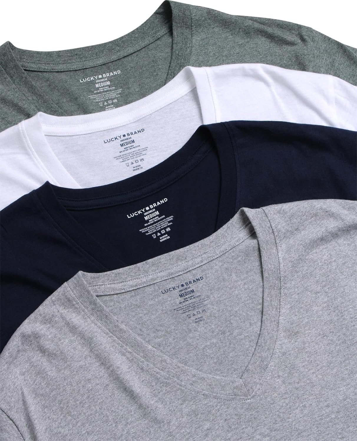 Lucky Brand Mens Shirts - 4 Pack Soft Cotton Short Sleeve Crewneck and V Neck Shirts Men Basic Shirt for Men Pack - Image 4