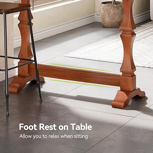 Miniatura 6 de LITTLE TREE Mesa de bar con altura de barra, mesa de pub pequeña con base de madera maciza, diseño medieval retro, barra de cóctel interior para