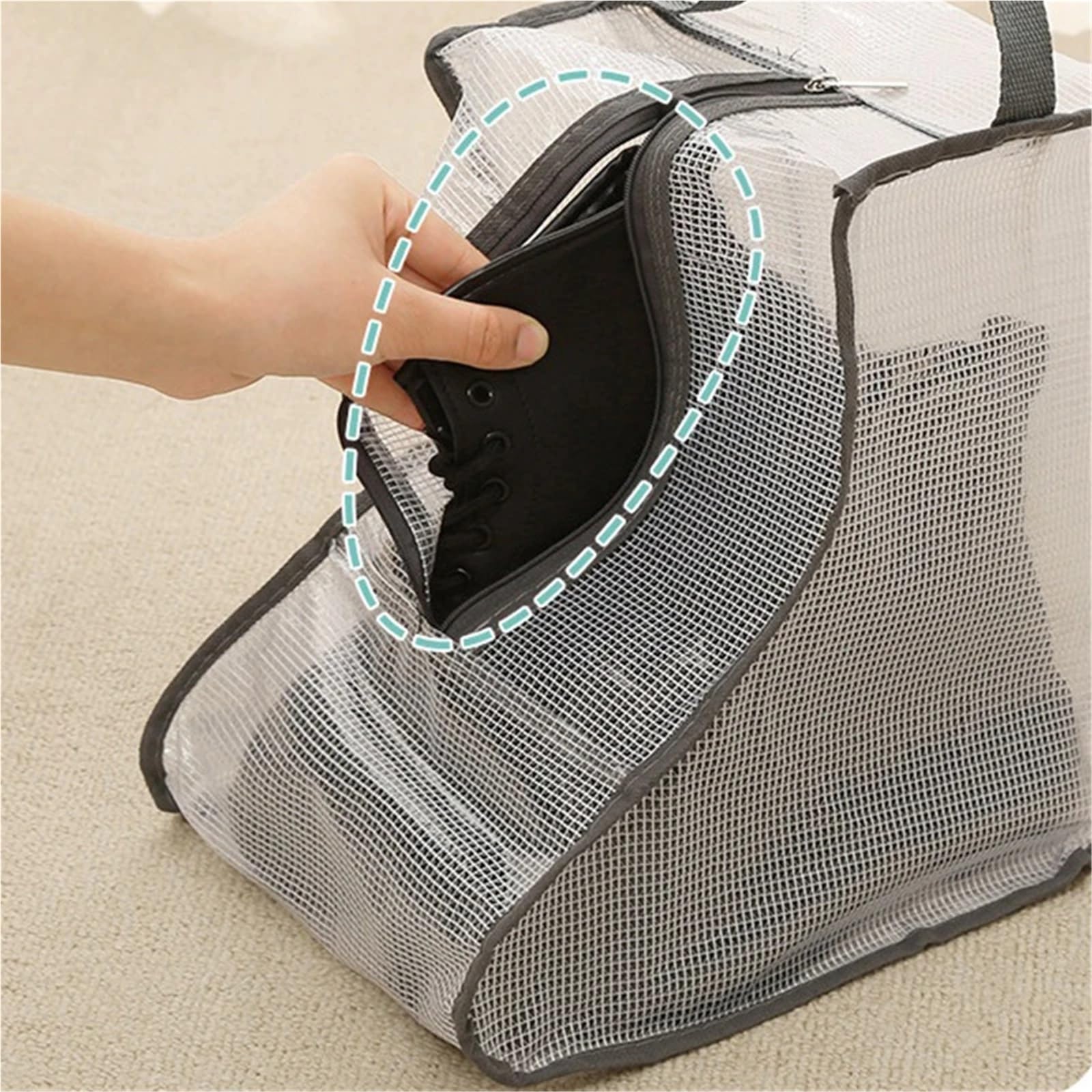 Bolsa de Zapatos de Viaje Transparente, Bolsa de Almacenamiento Impermeable a Prueba de Humedad for Botas con Bolsillo Negro S for fútbol de Viaje