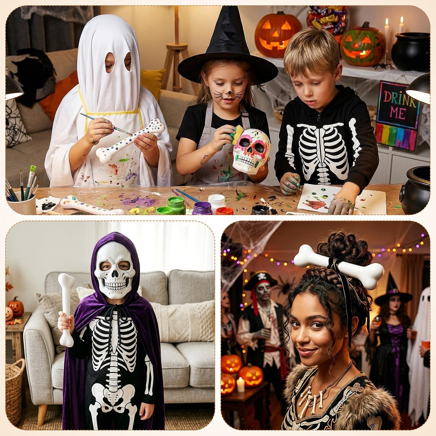 KESYOO 4Pcs Human Skeleton Plastic Bones for Halloween Props Realistic White Dog Bones Model Accessories for Themed Parties Decorations image 3