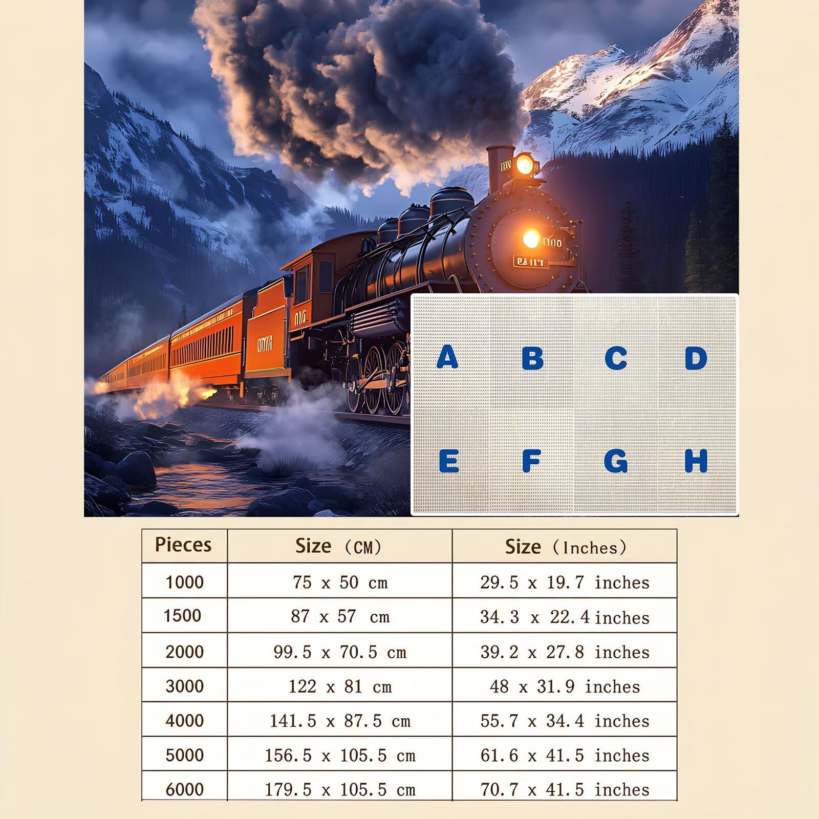 treno paesaggio Puzzle 1000 Pezzi per Adulti, Puzzle in Legno - Collezione Classica con Poster Incluso -Sfida di Concentrazione e Passatempo Antistress, Gioco Educativo per Famiglia, 75 x 50 cm f0-625