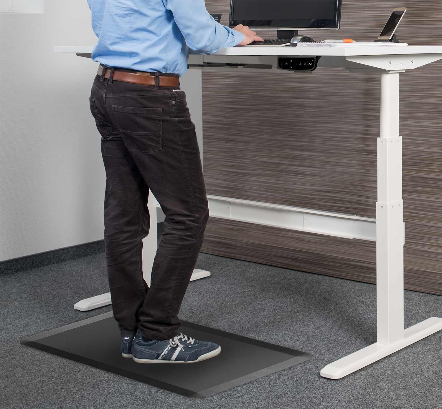 Anti Ermüdungsmatte für Steharbeitsplätze I ergonomische Arbeitsplatzmatte beugt Rückenschmerzen vor I rutschfeste & Wasserabweisende Anti Ermüdungsmatte Steharbeitsplatz 51 x 100 x 2cm
