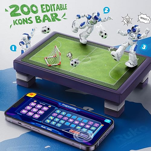 Miniatura 6 de Ruko 6088 Robot programable con control de aplicación, control remoto, control de detección de gestos, robots recargables para niños y niñas, caras