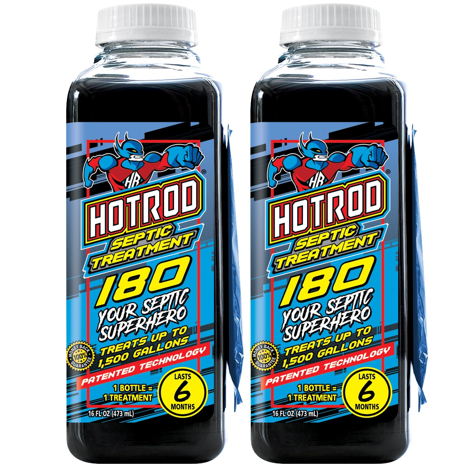 Hotrod Septic Tank Treatment - 12 Month Supply Extends Septic System Life and Prevents Costly Repairs - Industrial Grade - Easy to Use - Safe on Piping and Plumbing - 16oz Liquid (16 oz, 2)