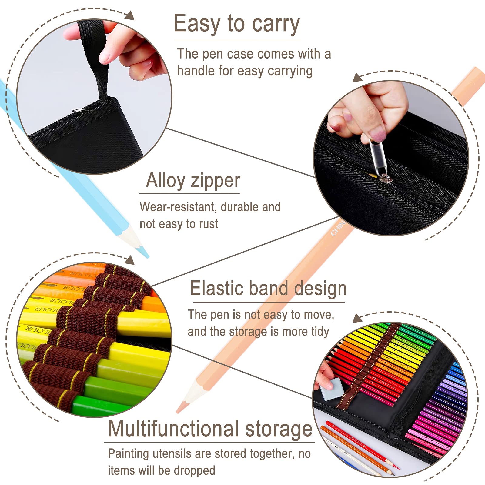 Frasheng Professionali Matite Colorate Set da 72 con Astuccio Zip Gomma Estensore Temperino per Disegno