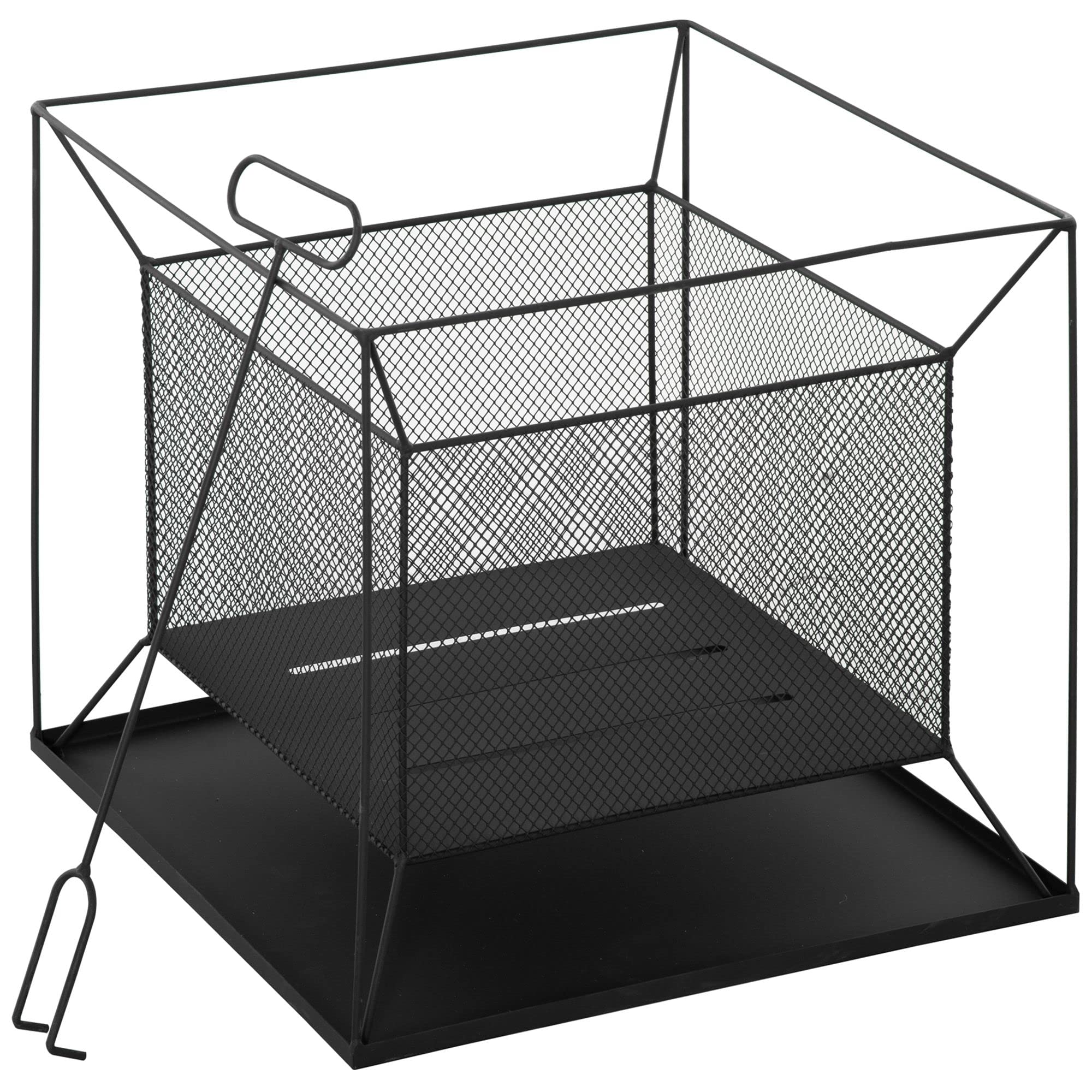 Outsunny Braciere da Giardino in Metallo Portatile, Braciere da Esterno con Design Sospeso e Attizzatoio, 45x45x43cm, Nero