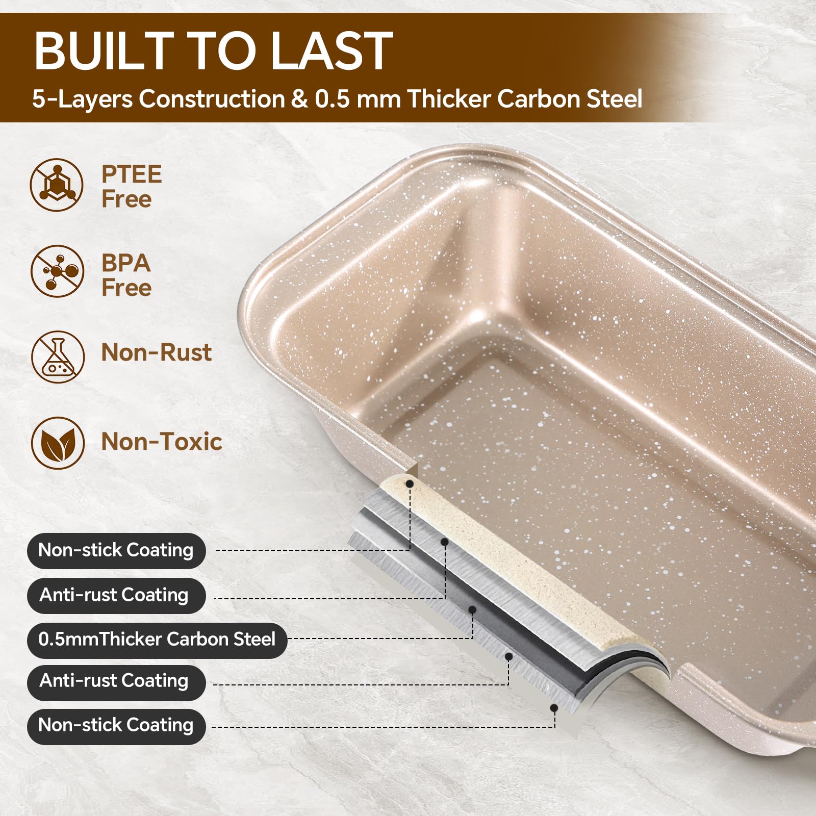 Set da 11 pezzi, set di teglie da forno antiaderenti, in acciaio al carbonio, include notebook, fogli per biscotti, teglia per arrosti, teglia per muffin, teglia per torta, teglia per pizza