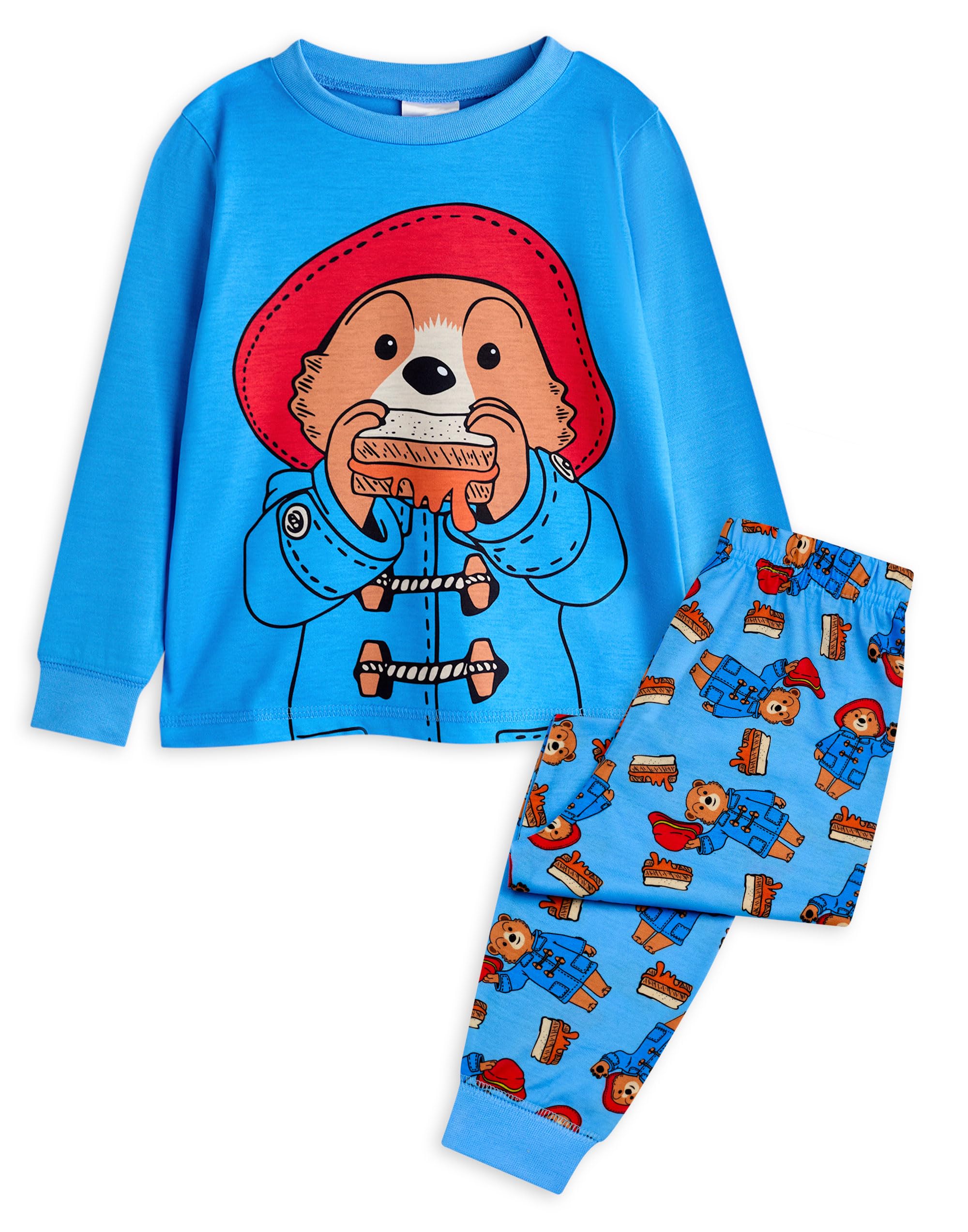 Vanilla Underground Unisex Blue Paddington Bear Kids Character Long Sleeve Long Leg Pyjama Set - 3-4 Years
