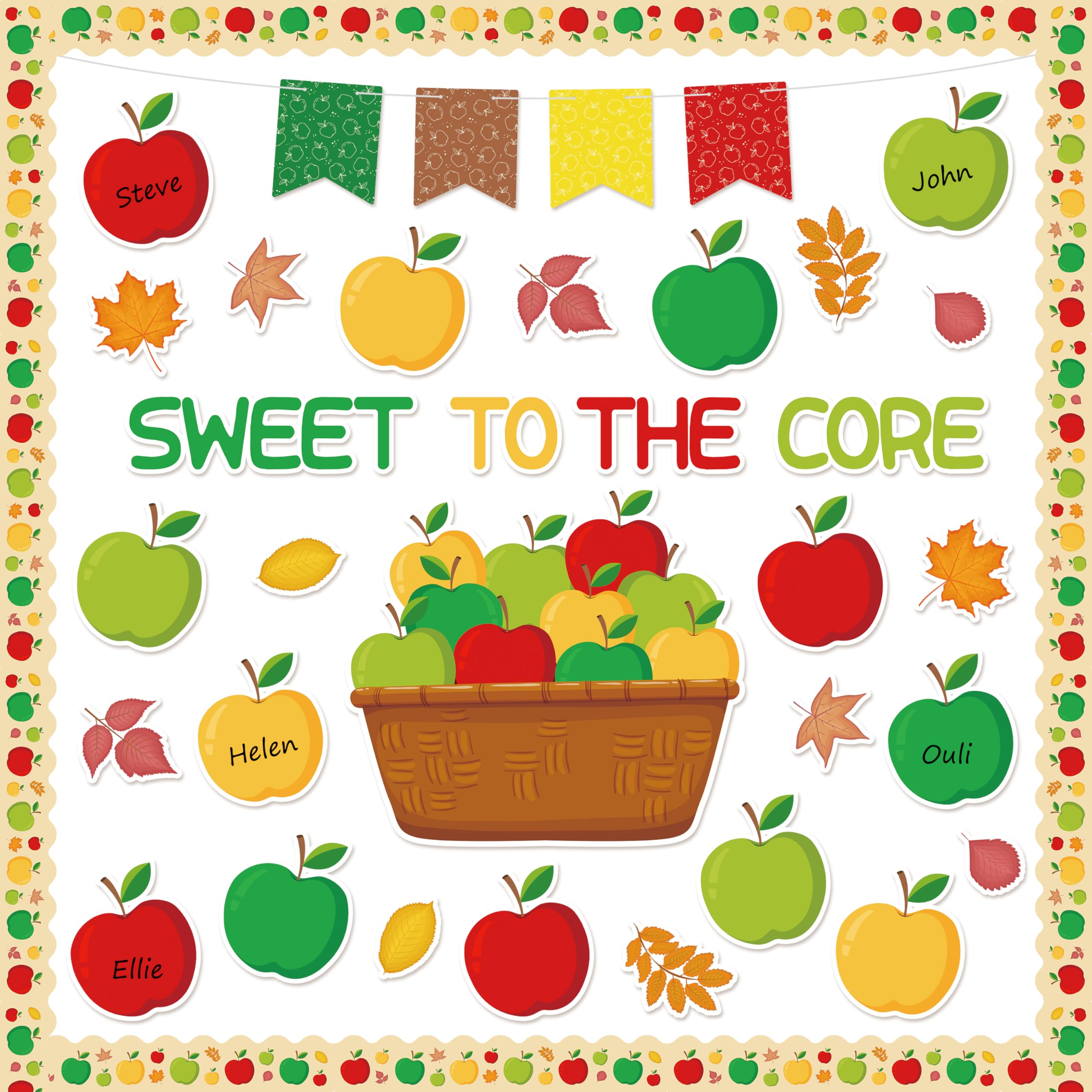 CPicdn 106-Piece Fall Apple Core Bulletin Board Classroom Decoration Set