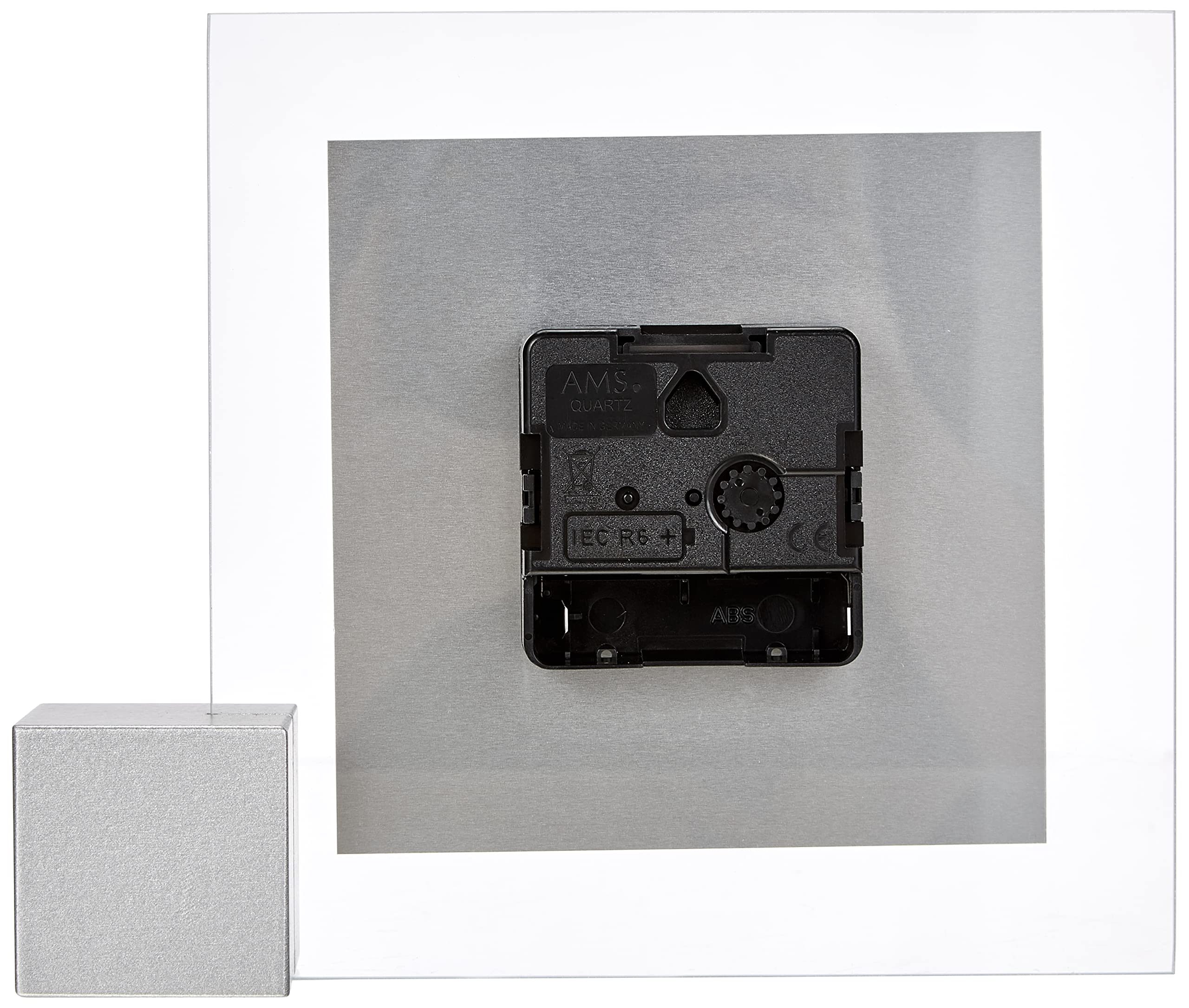 AMS Quarz-Tischuhr, Silber, 19 x 16 x 4 cm