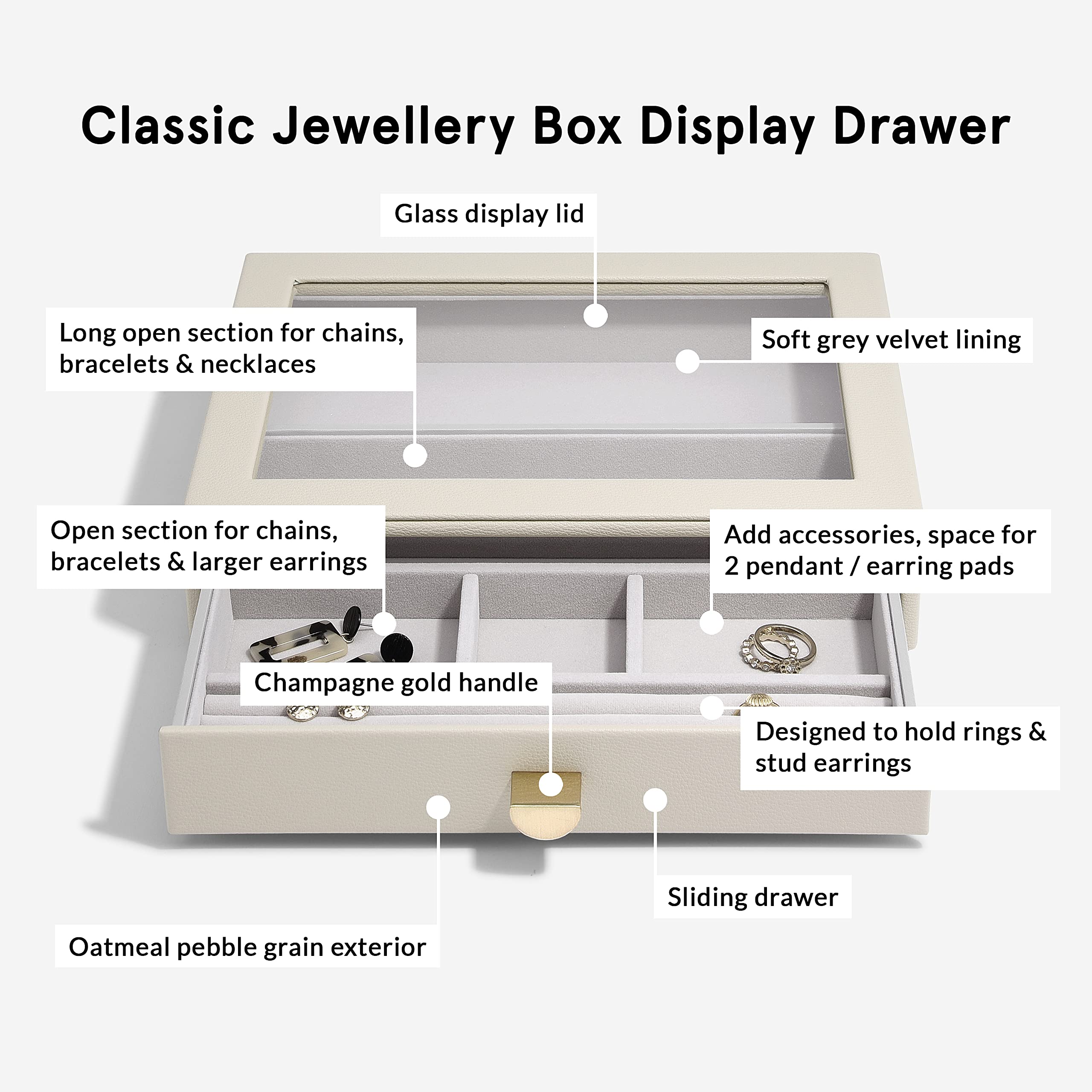 Stackers Oatmeal Classic Jewellery Box – Set di 3 pezzi (con drawer)