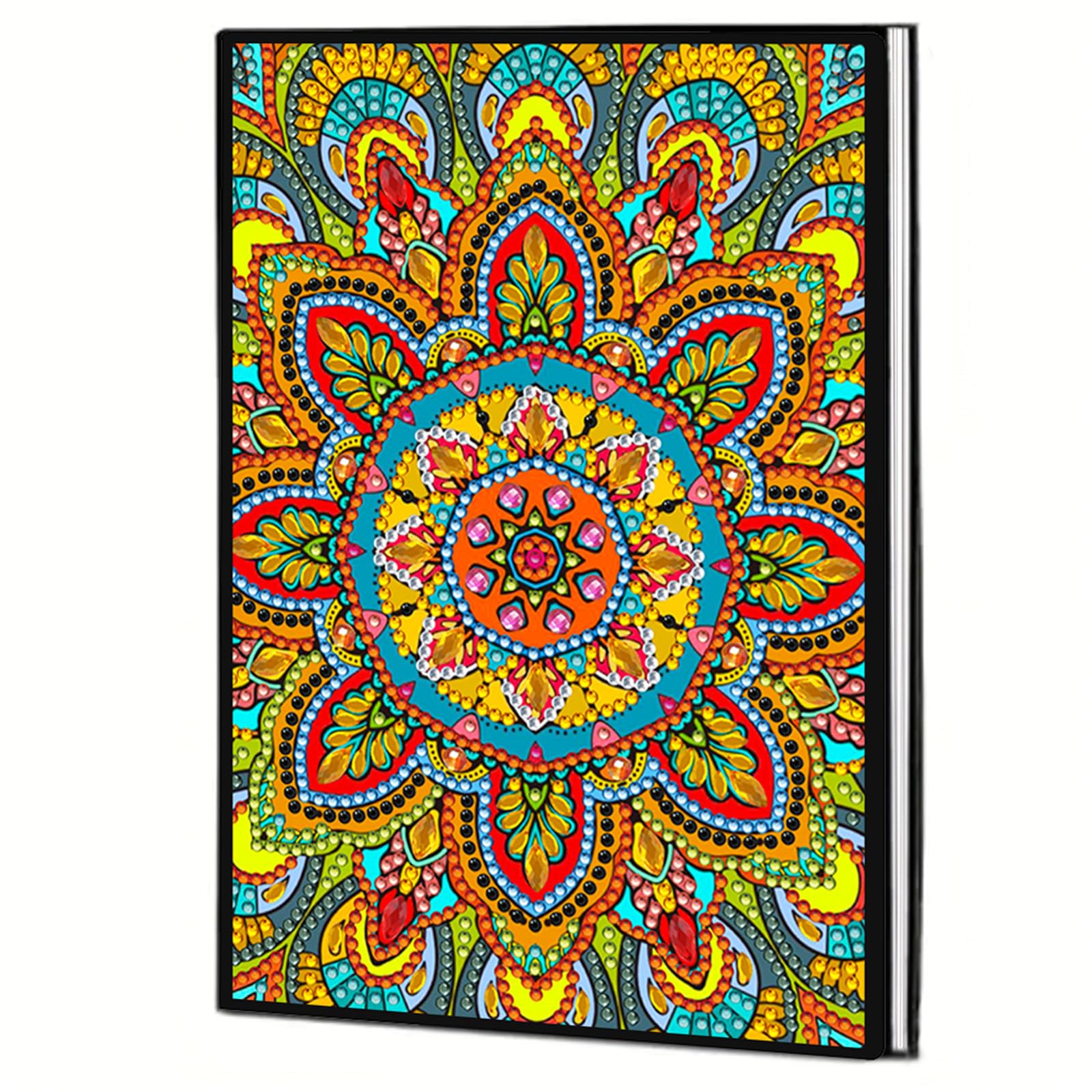 Diamond Art Notebooks — A5 Special Shape Diamonds Dot Painting Journal 50 Pages, DIY Gem Painting Kit Diamond Art Book Sketchbook Craft Gift for Adults Beginners(Mandala)