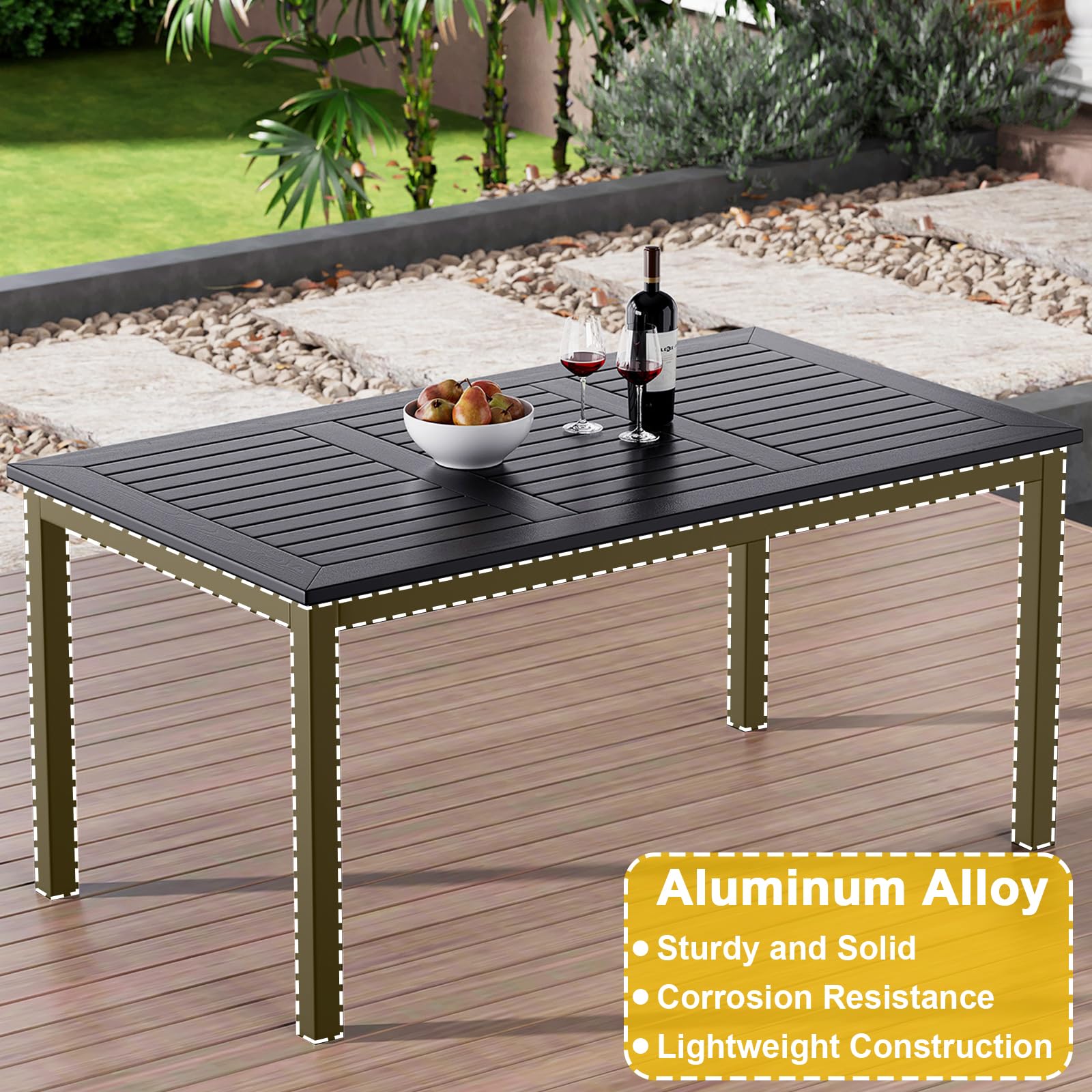 Amazon.com: ZZV Outdoor Dining Table for 6-Person Rectangle Indoor