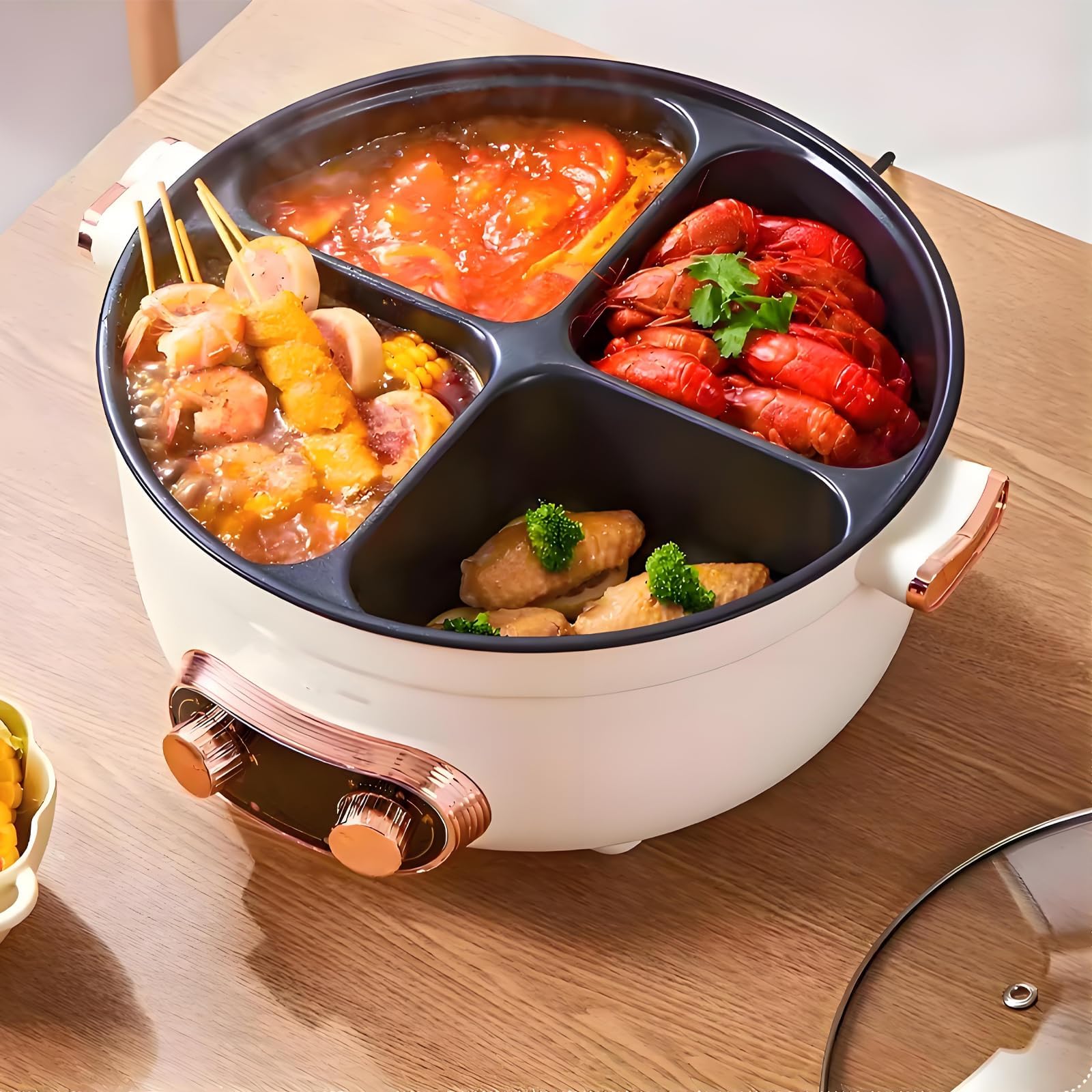 キッチン家電 Auto cooking pot Amazon.com: Four Grid Multifunctional Stew Pot, Multifunctional