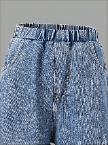 OYOANGLE Girl's 3 Piece Outfits Cami Top and Graphic Crop Hoodie with Ripped Jeans Set Fall Clothes(Apricot,10 Years)