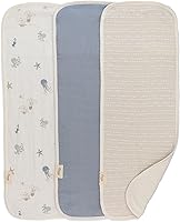 Vista 1 de Crane Baby Paños de muselina para bebé, paño ligero y absorbente para eructos, medusas de vida marina, juego de 3, 7" x 20", esenciales para bebé