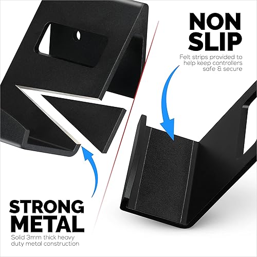 Miniatura 2 de BRAINWAVZ 2 Pack Metal Controller Holder Stand Wall Mount for Xbox, PS5, PS4, PC & More Gaming Accessories, Adhesive & Screw Universal Fit (Black)