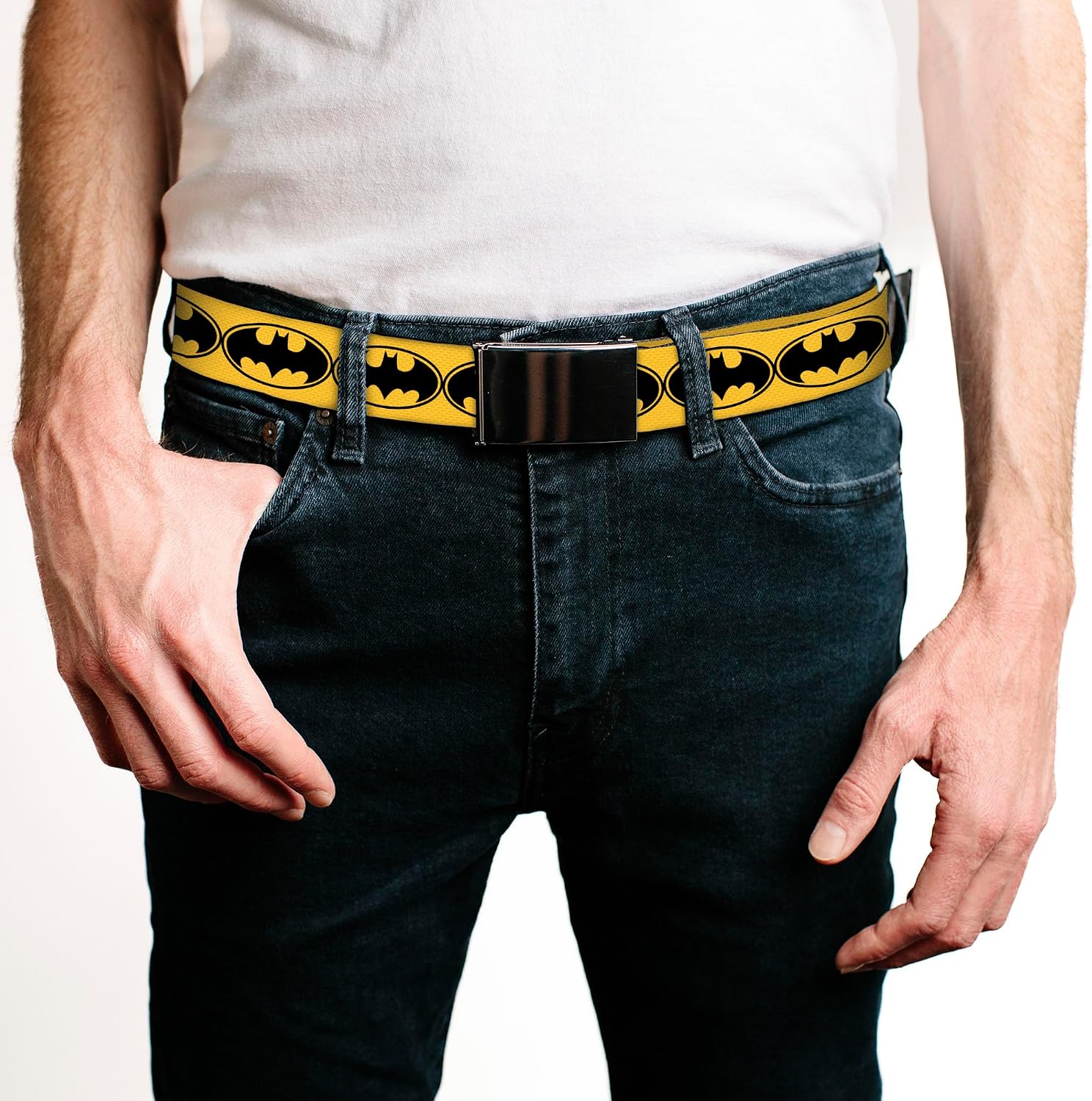 Buckle-Down Web Belt - Bat Signal-3 Yellow/Black/Yellow