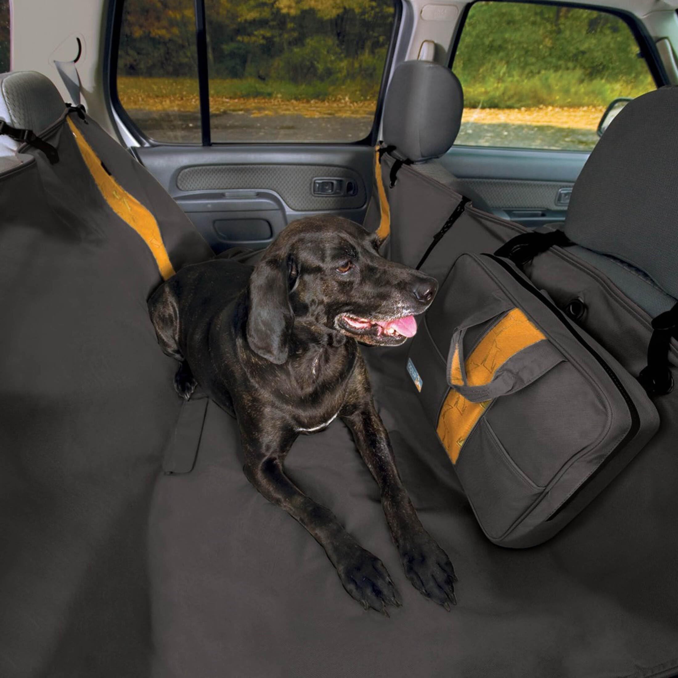 Kurgo Wander Dog Hammock Car Seat Cover - Dog Seat Mat - Waterproof Cover - Dog Bench Shield - Machine Washable - 55" Wide - Black Seat Coverage Single Black