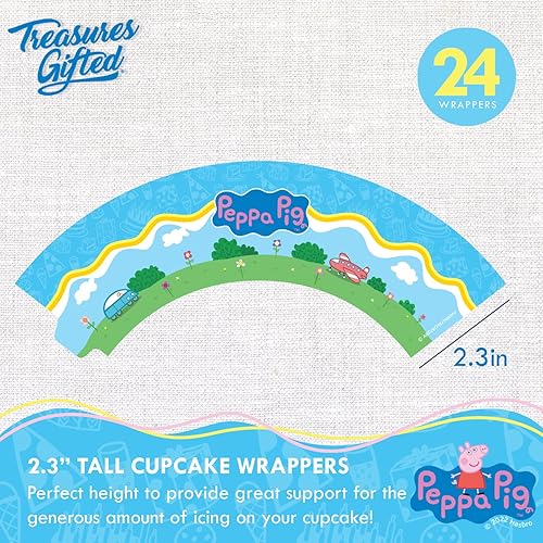 Miniatura 3 de Treasures Gifted Decoraciones de cumpleaños con licencia oficial de Peppa Pig – Decoración para cupcakes y envoltorios de 24 unidades – Kit de