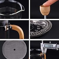 Vista 4 de Sivaphe 34 oz French Press Coffee/Tea Maker with Bamboo Lid and Hand Stainless Steel High Borosilicate Glass 1000ml Coffee Brewer Set