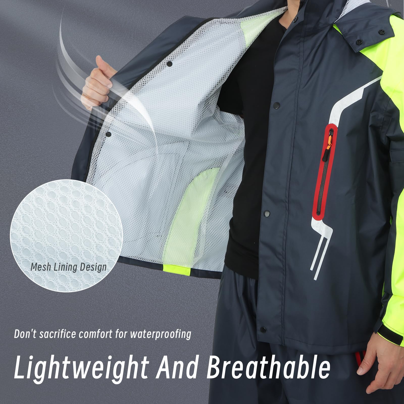 Hommes Costume De Pluie En Plein Air Imperméable Salopette Respirant Veste De Pluie Et Pantalon Ensemble Unisexe Cyclisme Imperméable À Capuche Vêtements De Pluie
