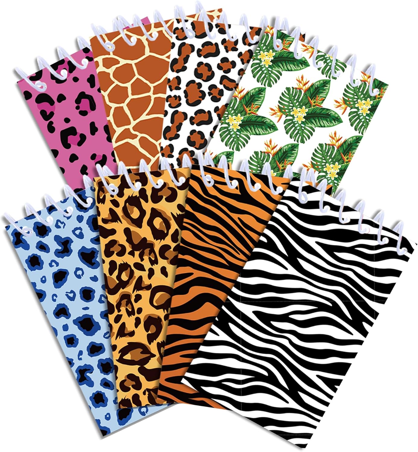 8 Pack Colorful Leopard Print Mini Notebooks, Spiral Mini Pocket Notebook, Small Memopad Gifts for Leopard Themed Classroom Rewards Birthday Party Gifts Supplies