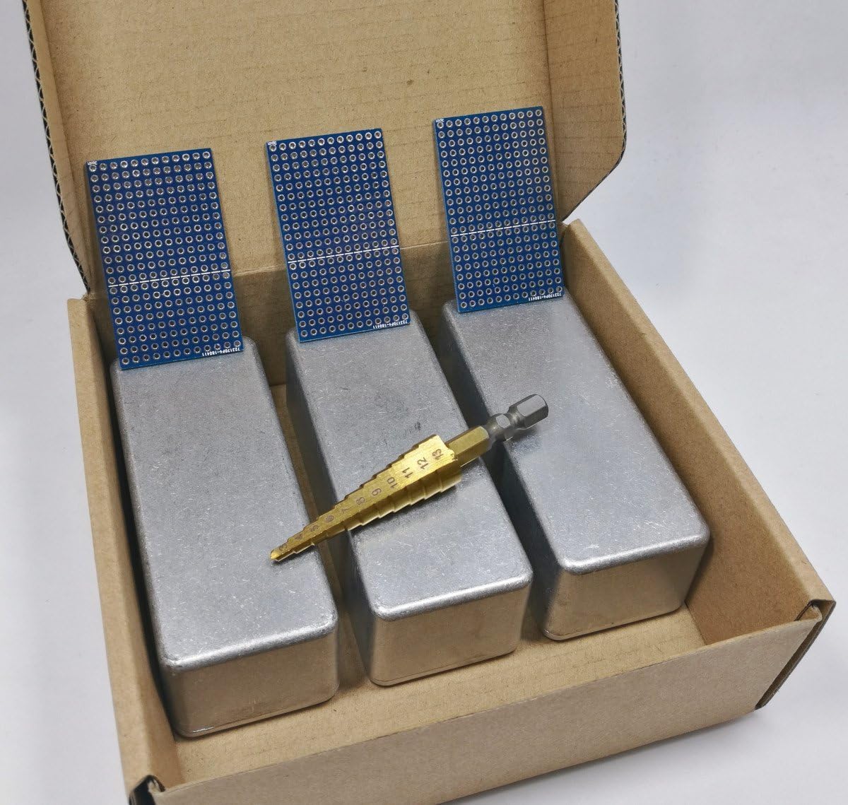 3 pcs 1590A Small Enclosure Box incl. Step Drill, PCB, Aluminum Guitar Effect Pedal Case, unpainted