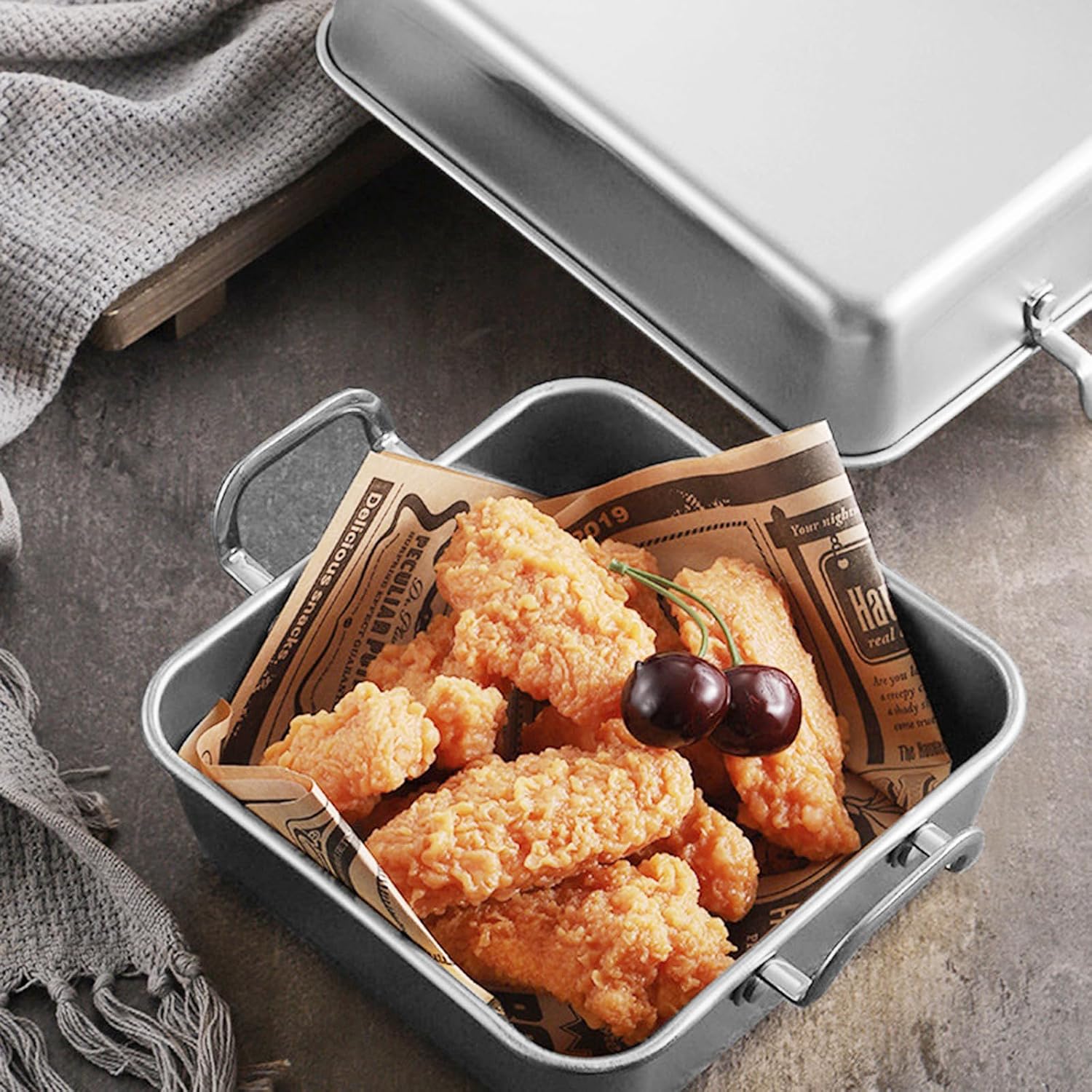 PRETYZOOM Stainless Steel Square Cake Pan Reusable Baking Box Silver