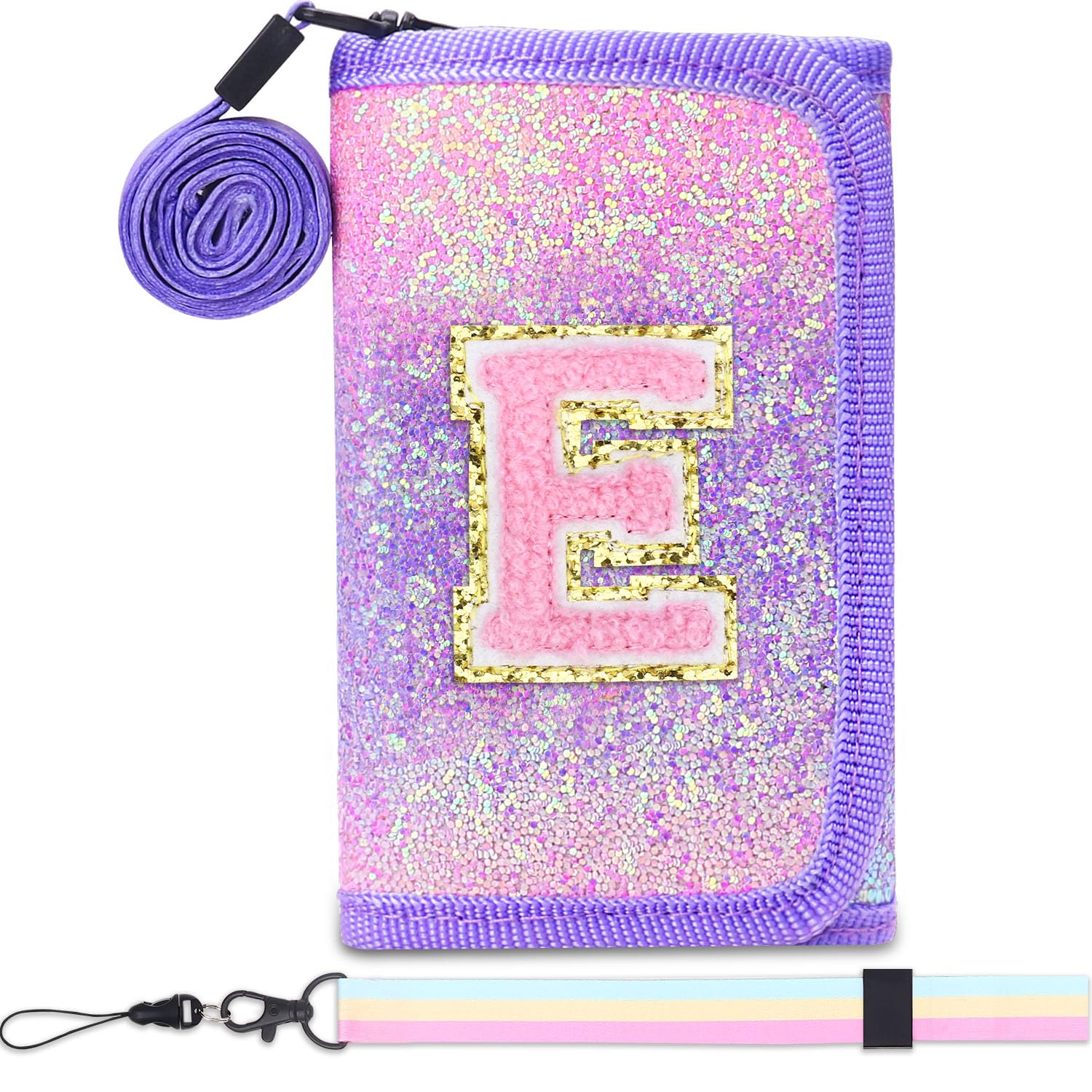 Luchike Kids Wallet for Little Girls - Toddler & Teen Girl Wallets with Initials, Coin Pocket & Magic Sticker - Purple