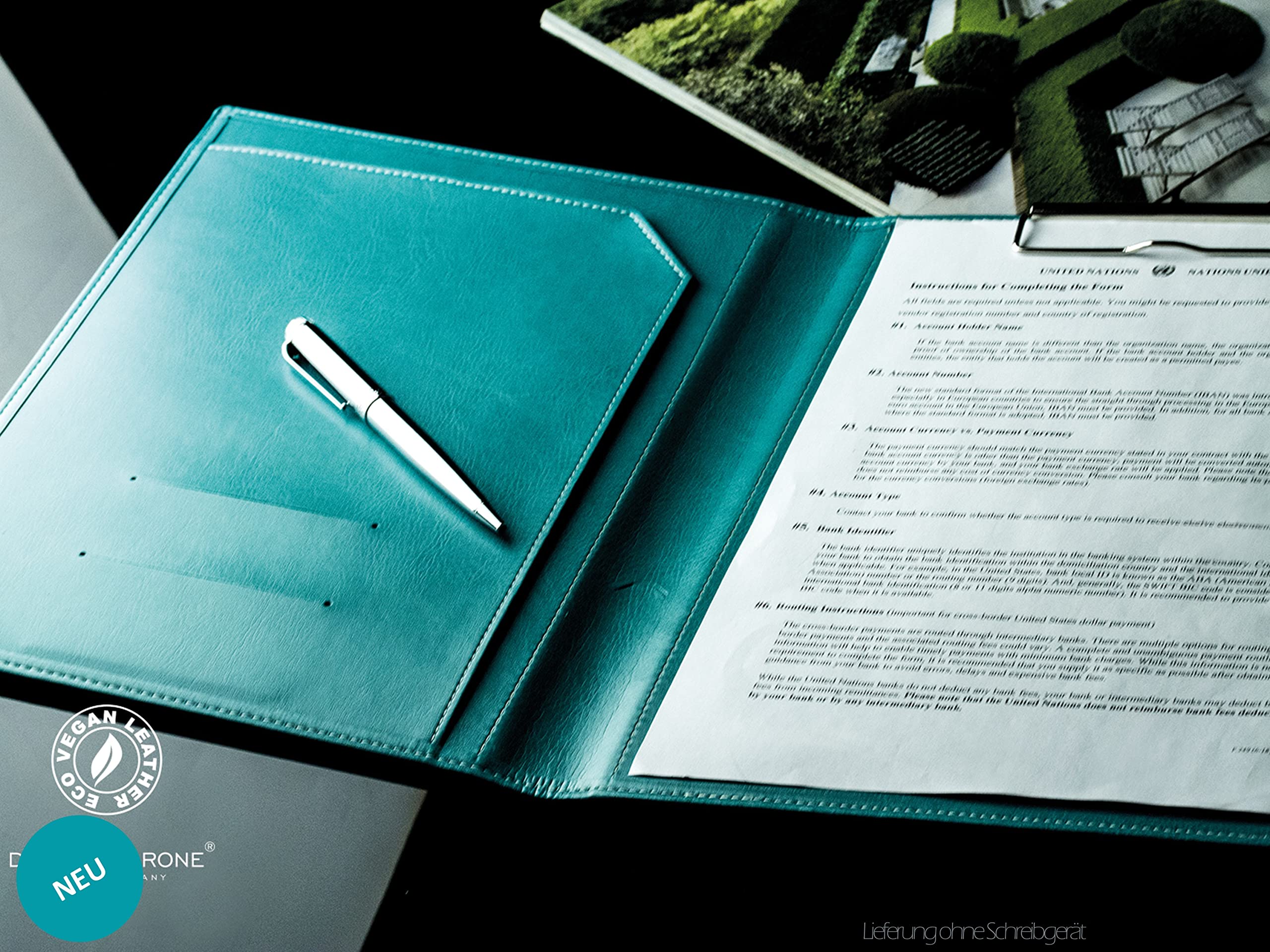 DELMON VARONE Klemmbrett Mappe DIN A4 Aus Echtleder - Personalisierbar Mit Namen | Mit Blockklemme & Stiftschlaufe