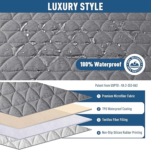 Miniatura 2 de TAOCOCO Funda de sofá 100% impermeable con gránulo antideslizante, funda de sofá con banda elástica, protector de muebles antideslizante y lavable